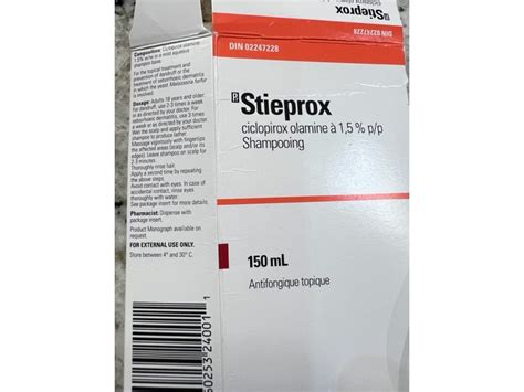 Stieprox (ciclopirox olamine) Shampoo 1.5%, 150 mL, Stiefel Laboratories, Inc. (RX) Ingredients ...