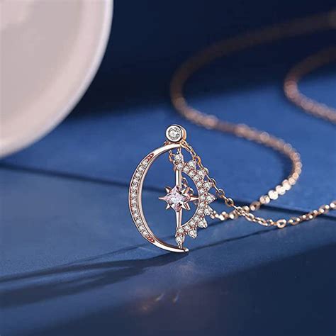 Rotating Sun Moon Star Necklace，Heart of Sun and Moon Star Lucky ...