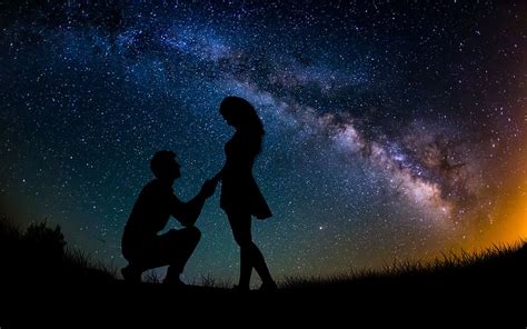 HD wallpaper: engagement, couple, night, sky, togetherness, two people ...