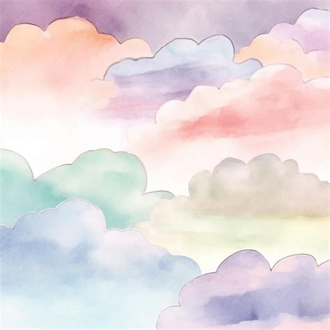 Premium Photo | Watercolor illustration of clouds in the sky