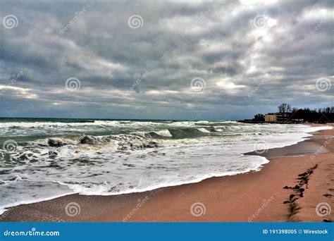 Beach in Eforie Nord on a Cloudy Day Stock Image - Image of seashore ...