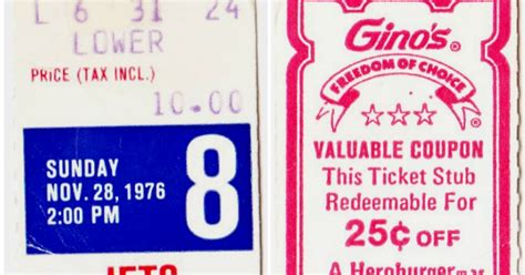 Papergreat: A pair of $10 Baltimore Colts-New York Jets tickets from the 1970s