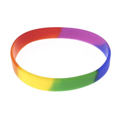 Bracelet Wristband 6 segmented colors rainbow silicone wristband ...