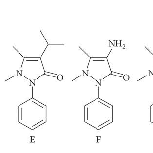 Structures of (D) phenazone, (E) propyphenazone, (F) ampyrone, and (G ...