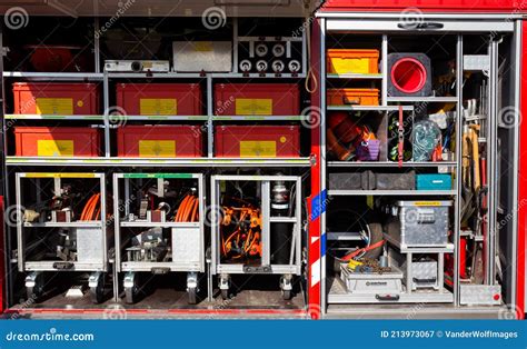 Fire Truck Interior Equipment View. Rotterdam, the Netherlands - September 8, 2019 Editorial ...