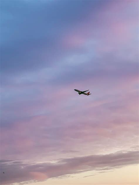 Airplane Flying in Pink Sky