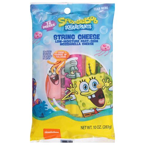 Spongebob Squarepants Low Moisture Part-Skim Mozzarella String Cheese, 12 ct - Shop Cheese at H-E-B