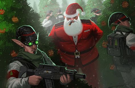 HD wallpaper: soldiers illustration, santa, elves, G36K, Christmas, real people | Wallpaper Flare