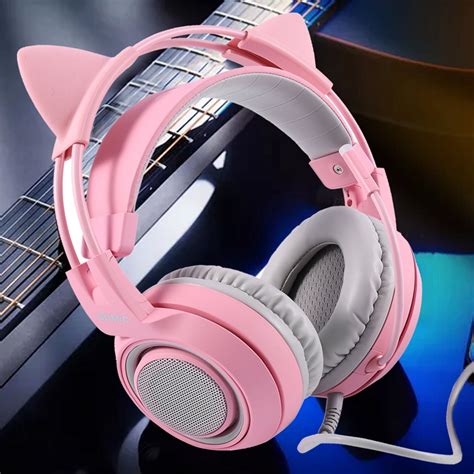 5X(SOMIC G951 Pink Cat Headphones Virtual 7.1 Noise Cancelling Gaming ...