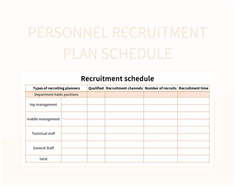 Personnel Recruitment Plan Schedule Excel Template And Google Sheets File For Free Download ...