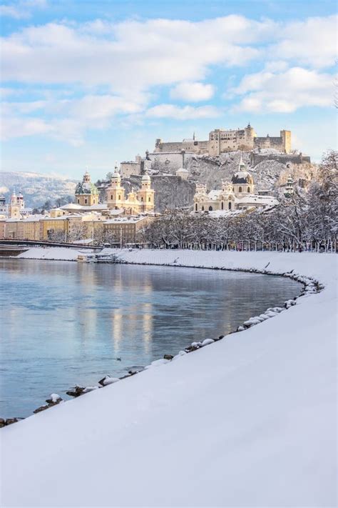 Panorama Of Salzburg In Winter: Snowy Historical Center, Sunshine Stock Image - Image of skyline ...