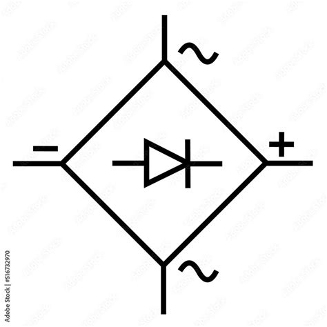 diode bridge rectifier symbol - electronic symbol with black color ...