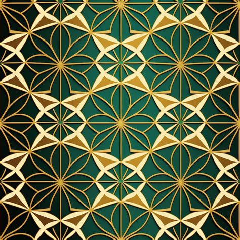 Premium AI Image | A green and gold pattern with a star pattern.