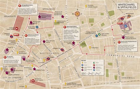 Whitechapel and Spitalfields Map - A map highlighting a guided route ...