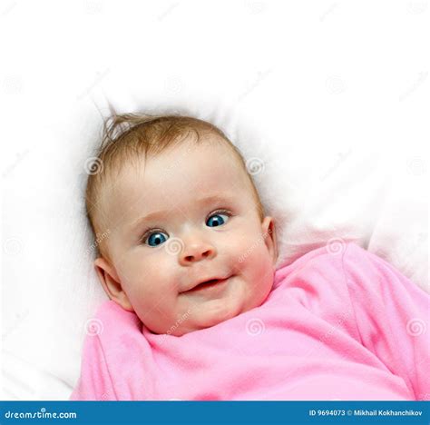 Smiling newborn baby girl stock image. Image of child - 9694073