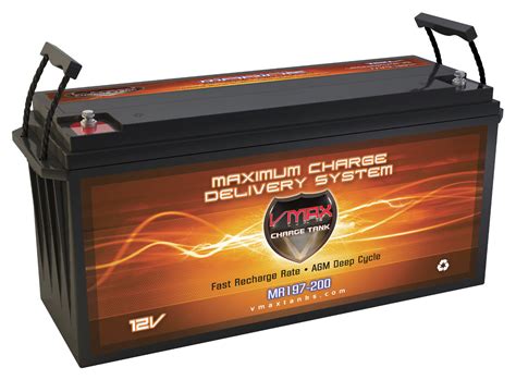 QTY 2 BOAT MARINE RV BATTERY MR197-200 DEEP CYCLE 12V VMAX AGM MARINE BATTERY