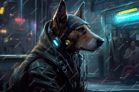 Premium AI Image | Cyberpunk portrait of a dog