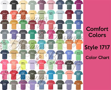 Comfort Colors 1717 Color Chart Digital File Garment-dyed - Etsy