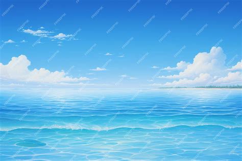 Premium Photo | A painting of a sea with clouds and the ocean.