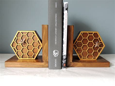 Honeycomb Bookends Bee Bookends Wooden Bookends Book - Etsy UK