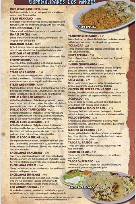 Los Amigos Mexican Restaurant menu in New Castle, Indiana, USA