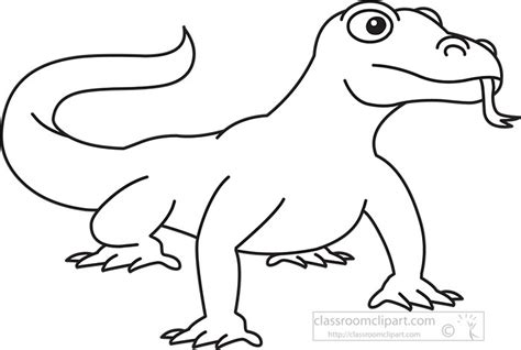 Lizard Clipart Clipart - komodo-dragon-black-outline-clipart - Classroom Clipart