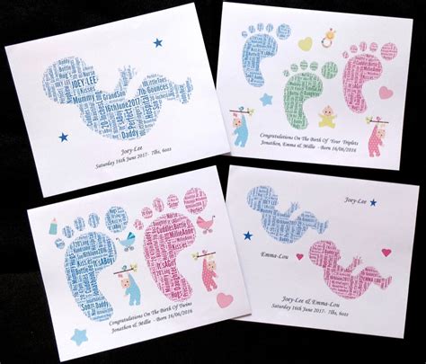 New Personalised Birth of Baby Word Art, Choose From 4 Designs ...