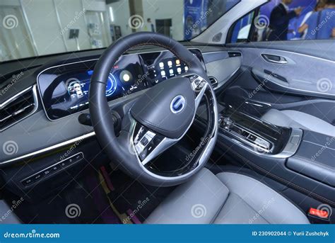 Interior of an Electric Car GAC AION Lx 80D Dashboard Steering Wheel ...