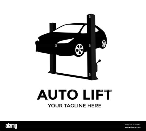 Car lifting logo design. Car on a wheel alignment lift in auto service ...