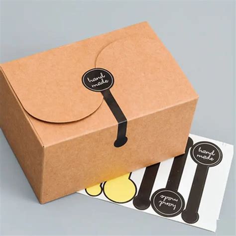 20pc Black long Lollipop Design Handmade Seal Adhesive Sticker For Tins Boxes Bags DIY Packaging ...