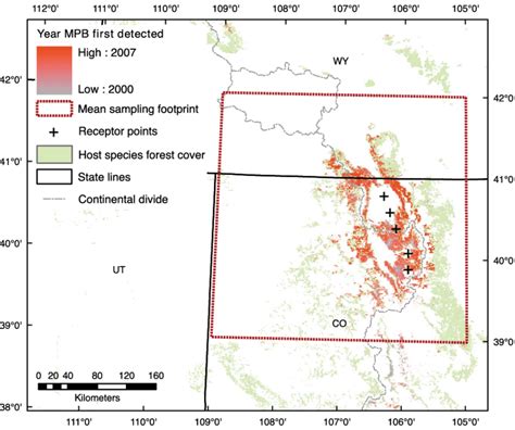 Map showing extent of mountain pine beetle impacted forest from 2000 to ...