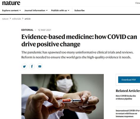 Editorial in Nature discusses COVID-19 and evidence-based medicine | Cochrane Convenes