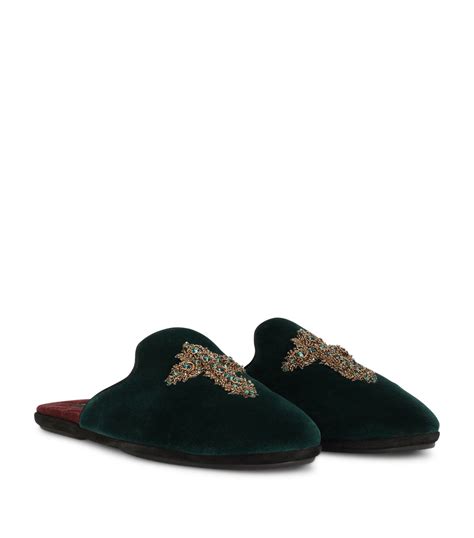 Dolce & Gabbana Velvet Embellished House Slippers | Harrods US