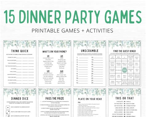 Dinner party games printable dinner party games dinner games dinner table games icebreaker game ...