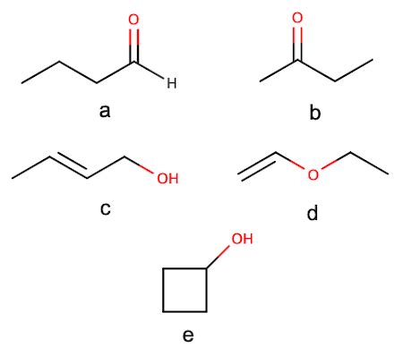 Draw a constitutional isomers for the compound with the formula C4H8O ...