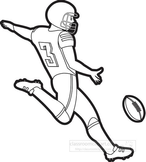 Sports Outline Clipart-american football player kicking football black ...