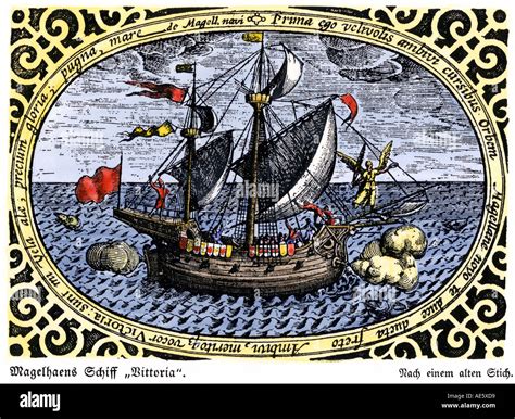 Ship Victoria of Magellan expedition which circumnavigated the earth ...