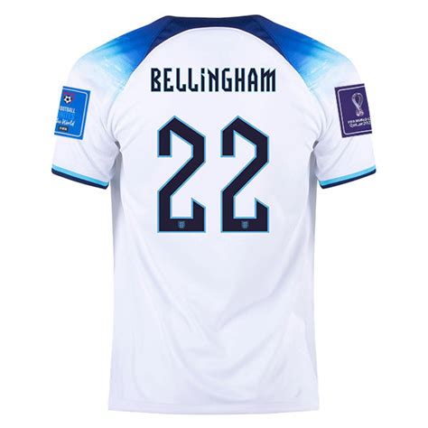 England Home Stadium Shirt 2022 With Bellingham 22 Printing Rebel Sport ...