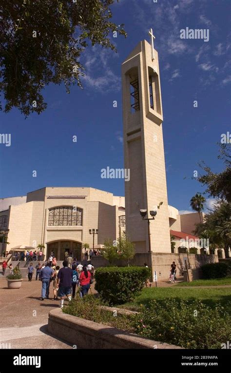 San Juan Texas USA, circa 2004: Exterior of the Basilica of Our Lady of Del Valle during Sunday ...