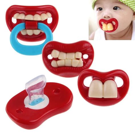 1 Piece Funny Silicone Baby Pacifier Red Lip Teeth Mouth Infant Dummy Soother Teether Pacy ...