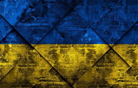 Wallpaper Europe, Ukraine, Flag, National Symbols, Grunge Art, Rhombus ...