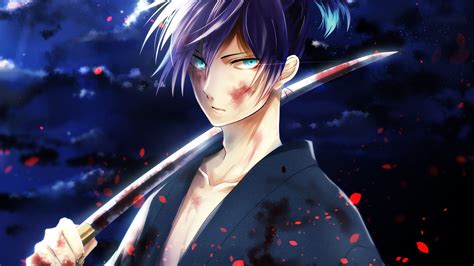 Wallpaper Anime boy, kimono, katana, blood, moon, night 2560x1920 HD ...