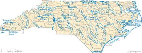 North Carolina Lake Map, River Map and Water Resources | North carolina lakes, North carolina ...