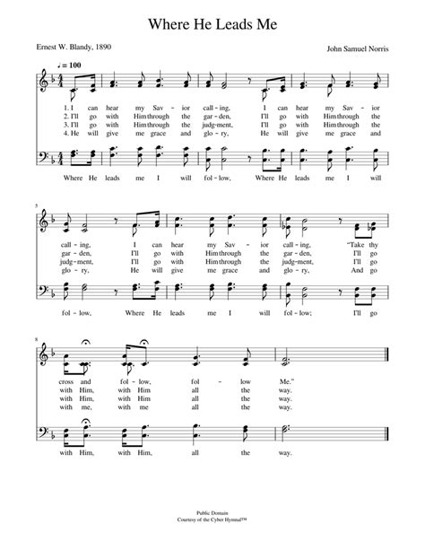 Where he leads me - John S. Norris Sheet music | Download free in PDF or MIDI | Musescore.com