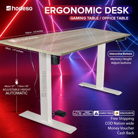 HODESO - Electric Ascend Height Adjustable Desk 120x60cm and 140x60cm Stand , Adjustable Table ...