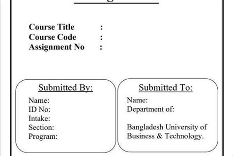 Bubt Assignment Cover page PDF download (2023 )