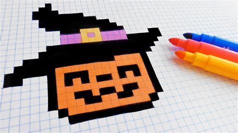 Halloween Pixel Art - How To Draw a Pumpkinhead #pixelart | Dibujos en cuadricula, Dibujos de ...