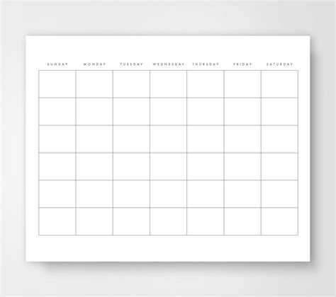 Blank Calendar Calendar Printable Simple Calendar Journal