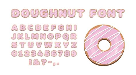 Premium Vector | Donut font Pink glazed donut letters and numbers ...