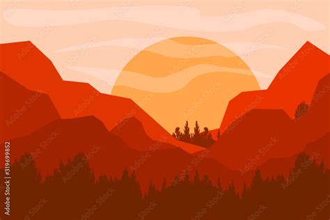 Mountains Landscape. Rural nature background with mountains of sunrise ...